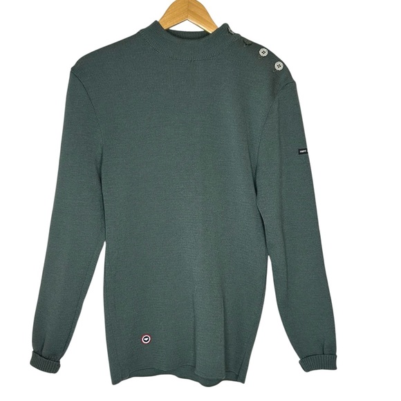 SAINT JAMES Men Sz M US 38 Green Wool Elbow Patch Knit Sailor Fisherman Sweater - Picture 1 of 13